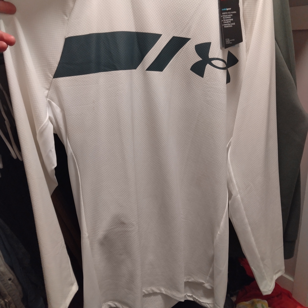 Under Armour White and Black Long Sleeve Men's Tee